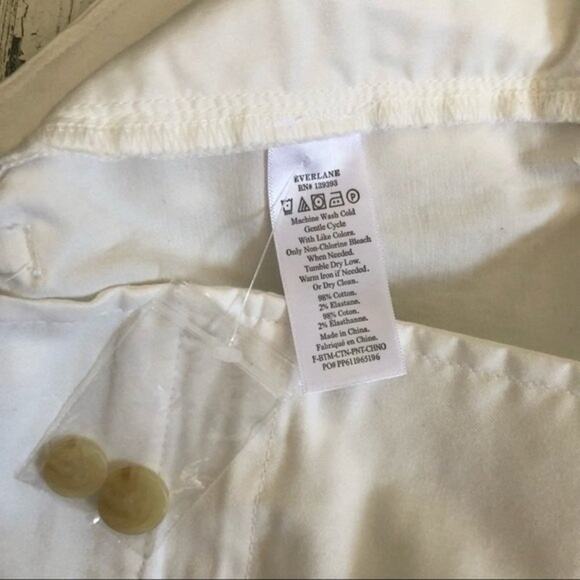 Everlane Chino Pants Women 12 Bone Lightweight Relaxed Straight Leg Button Fly - Picture 13 of 13